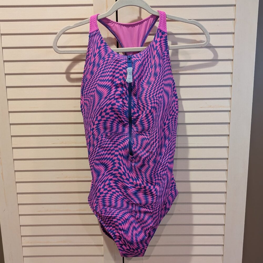 Fabletics High Tide Zip-Front One-piece racerback swimsuit NWT Large - Picture 2 of 10